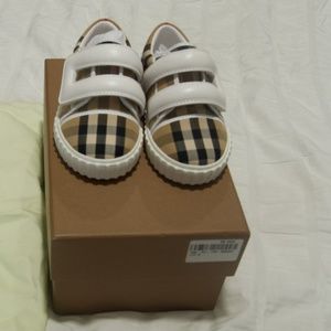 Burberry Kids Check Velcro Strap Mark Trainers